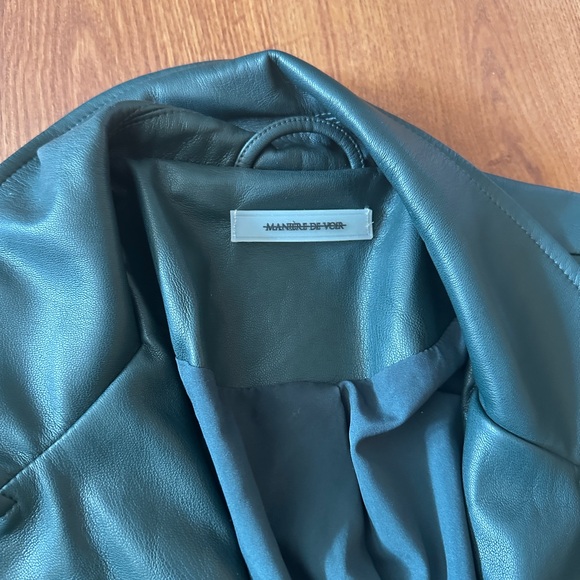 Manière De Voir Vegan Leather Belted Blazer Dress - Picture 6 of 9